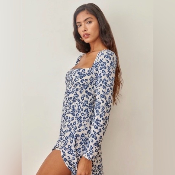 Euc Reformation Sigmund Sleeve Midi Length Light Spring High Slit Dress 6P - Picture 6 of 16